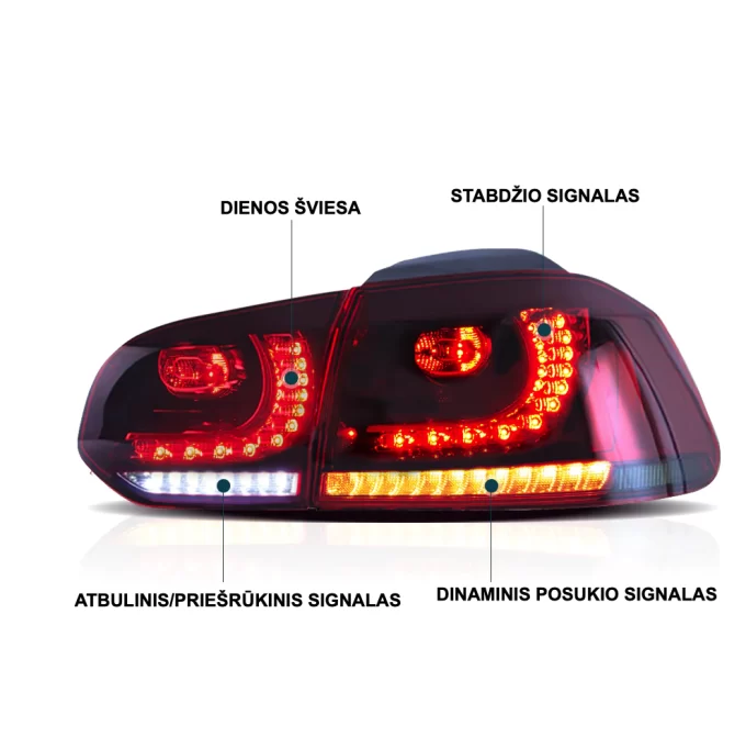 VW GOLF MK6 2010-2014 LED galiniai žibintai